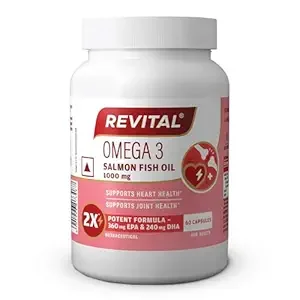 Revital Omega 3 Salmon Fish Oil 1000mg Capsules with EPA 180mg & DHA 120mg