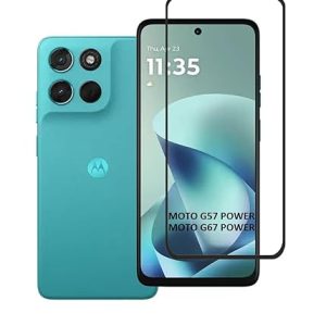 Tempered Glass Screen Protector Compatible For Motorola Moto G67 Power/G57 Power 5G (Black) Edge To Edge Full Screen Coverage With Easy Installation Kit,Pack Of 1