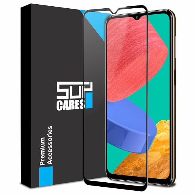 SupCares Tempered Glass for Samsung Galaxy M33, M13 5G, M13 4G, A13, F13, A23 and Galaxy F23 (6.6 Inch) With Installation Kit | 9H Edge to Edge Screen Protector | Black
