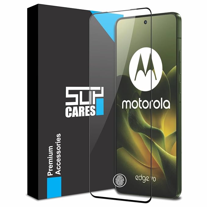 SupCares Tempered Glass for Motorola Edge 70 (6.7 Inch) With Installation Kit | 9H Edge to Edge Screen Protector | Black