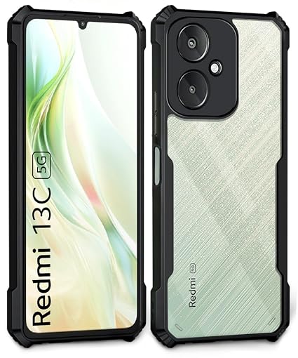 Synthetic Rubber Transparent Hard Back Cover Case For Redmi 13C 5G/ Poco M6 5G