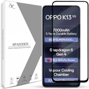 Tempered Glass Screen Protector Compatible for OPPO K13 5G / OPPO K13 with Edge to Edge Coverage and Easy Installation Kit