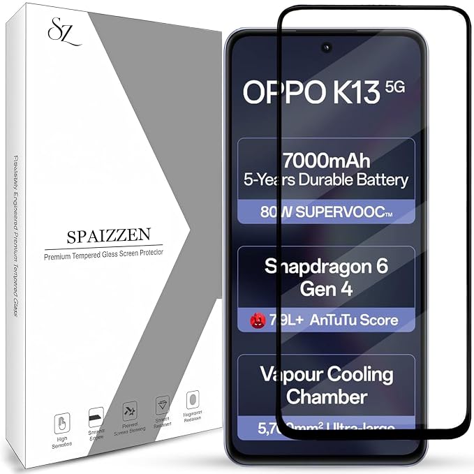 Tempered Glass Screen Protector Compatible for OPPO K13 5G / OPPO K13 with Edge to Edge Coverage and Easy Installation Kit