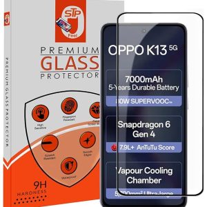 STP FEEL® Premium Tempered Glass Screen Protector Guard Compatible For Oppo K13 (6.67 Inch, Pack of 1) | Edge to Edge Coverage With Easy to installation kit for Smartphone