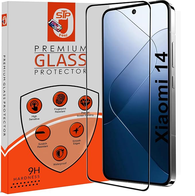 STP FEEL® HD+ Premium Tempered Glass Screen Protector Guard Compatible For Xiaomi 14 5G (6.36 Inch, Pack of 1) | Edge to Edge Coverage With Easy to installation kit