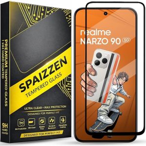 Military-Grade Tempered Glass Screen Protector Compatible for Realme Narzo 90 5G / Realme Narzo 90 with Edge to Edge Coverage and Easy Self Installation kit