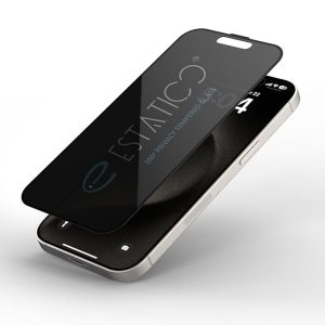 ESTATICO Privacy Tempered Glass Compatible with iPhone 15 | 9H Hardness | Scratch Resistant & HD Clarity | Anti-Spy Privacy Protection | Full Screen Coverage | Bubble-Free Easy Install