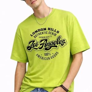London Hills Printed Cotton Blend Half Sleeve Oversized Men Round Neck Tshirts | T Shirt for Man | Tshirt | Shirts Men | Tshirt for Man | T-Shirt | Mult-Colored