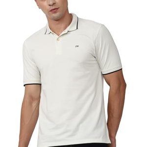 Peter England Men’s Snug Fit Solid Polo T-Shirt with Coloured Collar Tipping| Cotton Rich| Premium Pique Weave