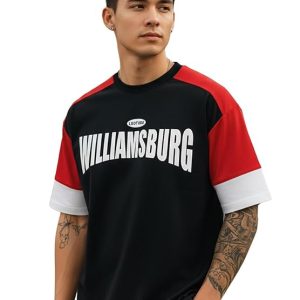 Men’s Half Sleeve Cottonblend Printed Colourblocked Round Neck