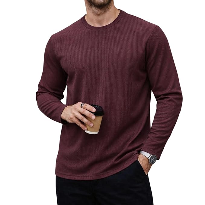 Mack Jonney Men’s Striped Ribbed Black Full Sleeve T-Shirt | Premium Soft Stretch Fabric | Casual Wear Round Neck Tee-M6265 - Image 5