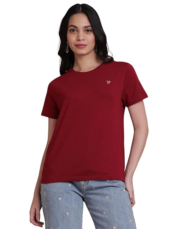 Women Cotton Elastane T-Shirt | Round Neck Casual Everyday Top - Image 3