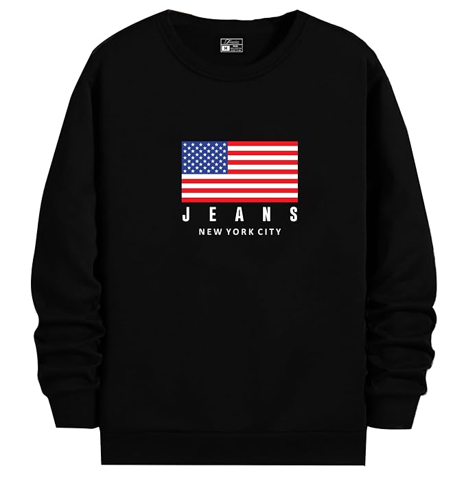Men's Pure Cotton Regular Fit Full Sleeve Printed Round Neck Tshirt
