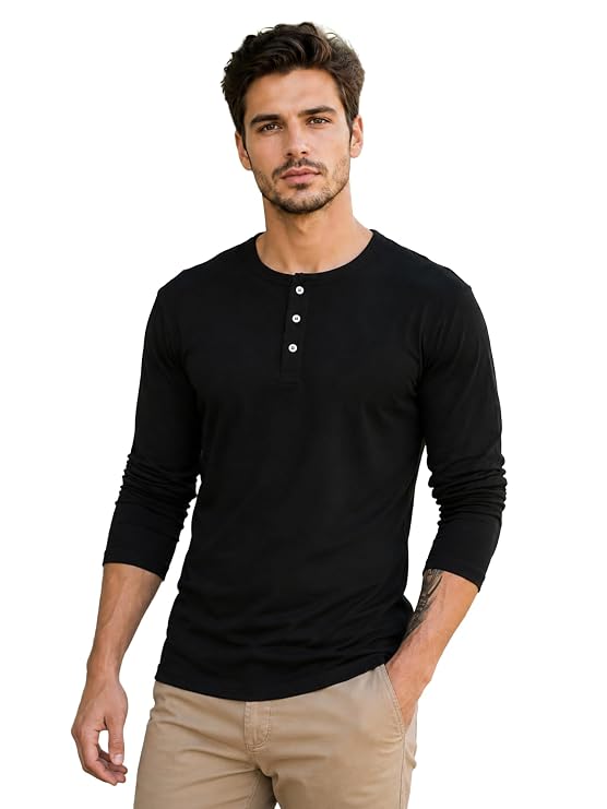 London Hills t Shirt for man | Solid Henley t Shirts for Mens | Casual Wear Tshirt for man | Shirts Men | Tshirt Shirts Men | Full Sleeve t Shirt for Men’s | Mens tees | t-Shirts Stylish Everyday Use - Image 2