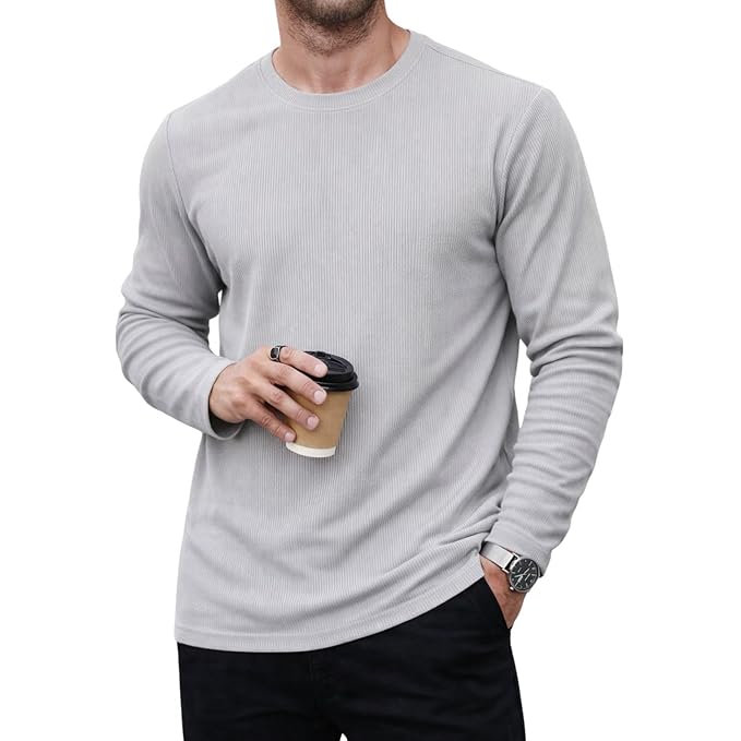 Mack Jonney Men’s Striped Ribbed Black Full Sleeve T-Shirt | Premium Soft Stretch Fabric | Casual Wear Round Neck Tee-M6265 - Image 4