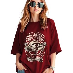 AUSK Oversized T-Shirt for Womens || Graphic Front Printed Loose fit Womens Tshirt