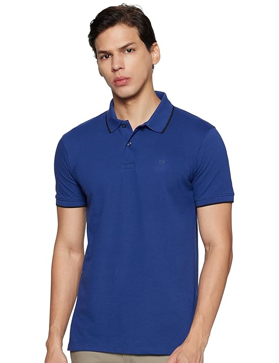 Peter England Men's Snug Fit Solid Polo T-Shirt with Coloured Collar Tipping| Cotton Rich| Premium Pique Weave - Image 3