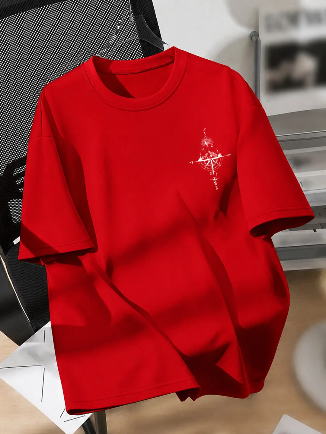 Men Graphic Print Round Neck Pure Cotton Red T-Shirt
