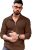 Men’s Polyester Blend T Shirt with Spread Collar Neck Line Zipper Closure Full Sleeves Solid Pattern Regular Fit and Standard Length